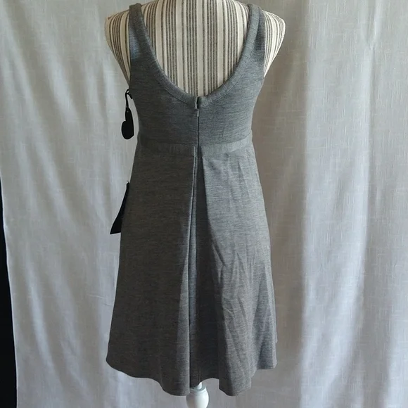 Gray Wool Blend Imperial Tank Mini Dress Sleeveless V-Neck Pockets Size Medium - Picture 6 of 16